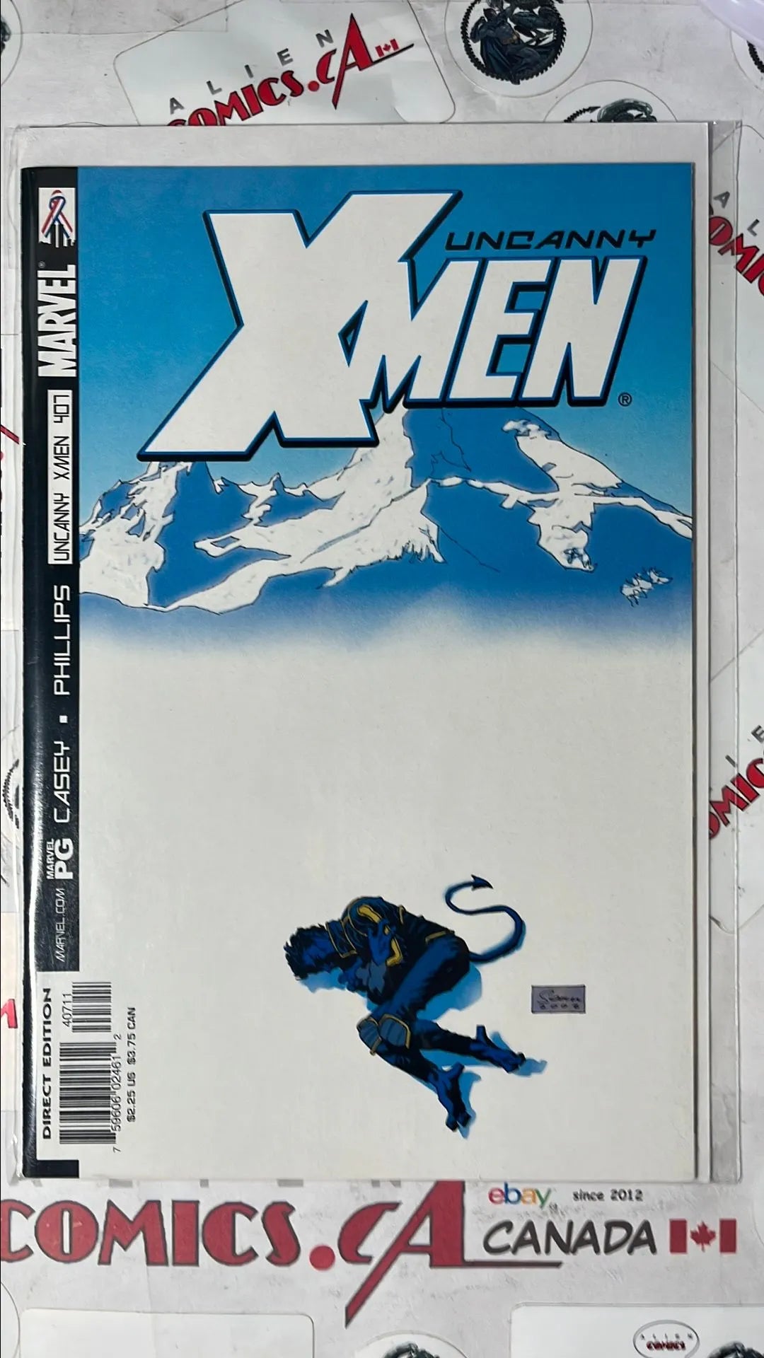 Uncanny X-men (#407 Marvel 2002 Direct Edition Snow-capped Mountain Nightcrawler Alone NM)