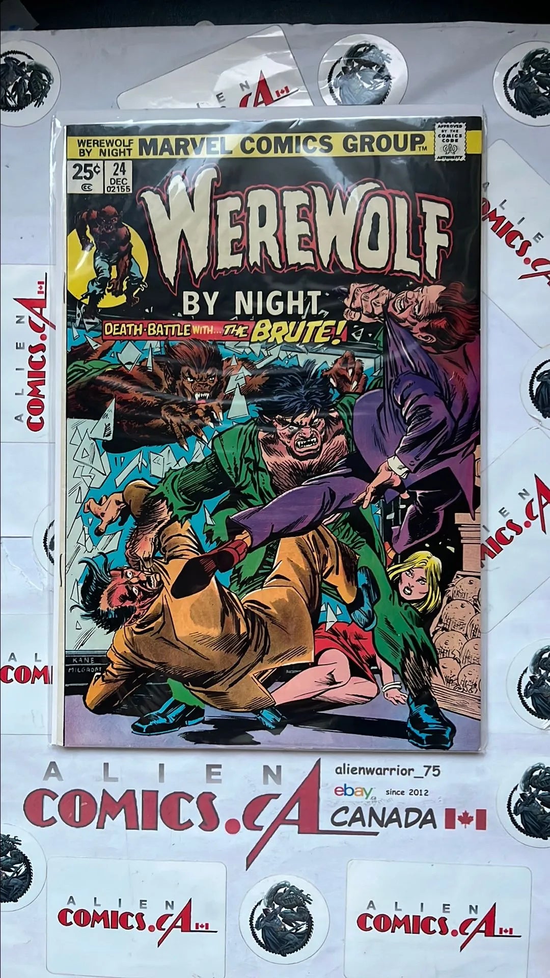 Werewolf by Night (#24 25¢ Cover Battle With The Brute! w/ MVS 8 Captain America FN/VF)