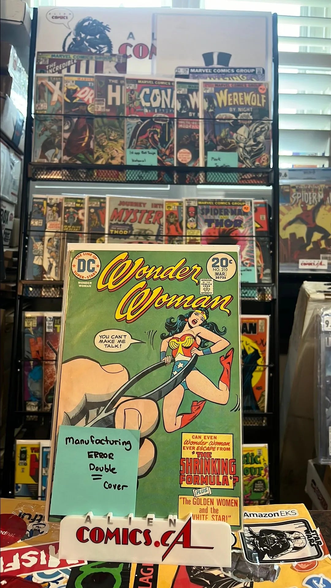Wonder Woman (#210 DC Comics 1974 Ric Estrada Cover Art Manufacturing ERROR Double Cover The Golden Women & the White Star! FN)