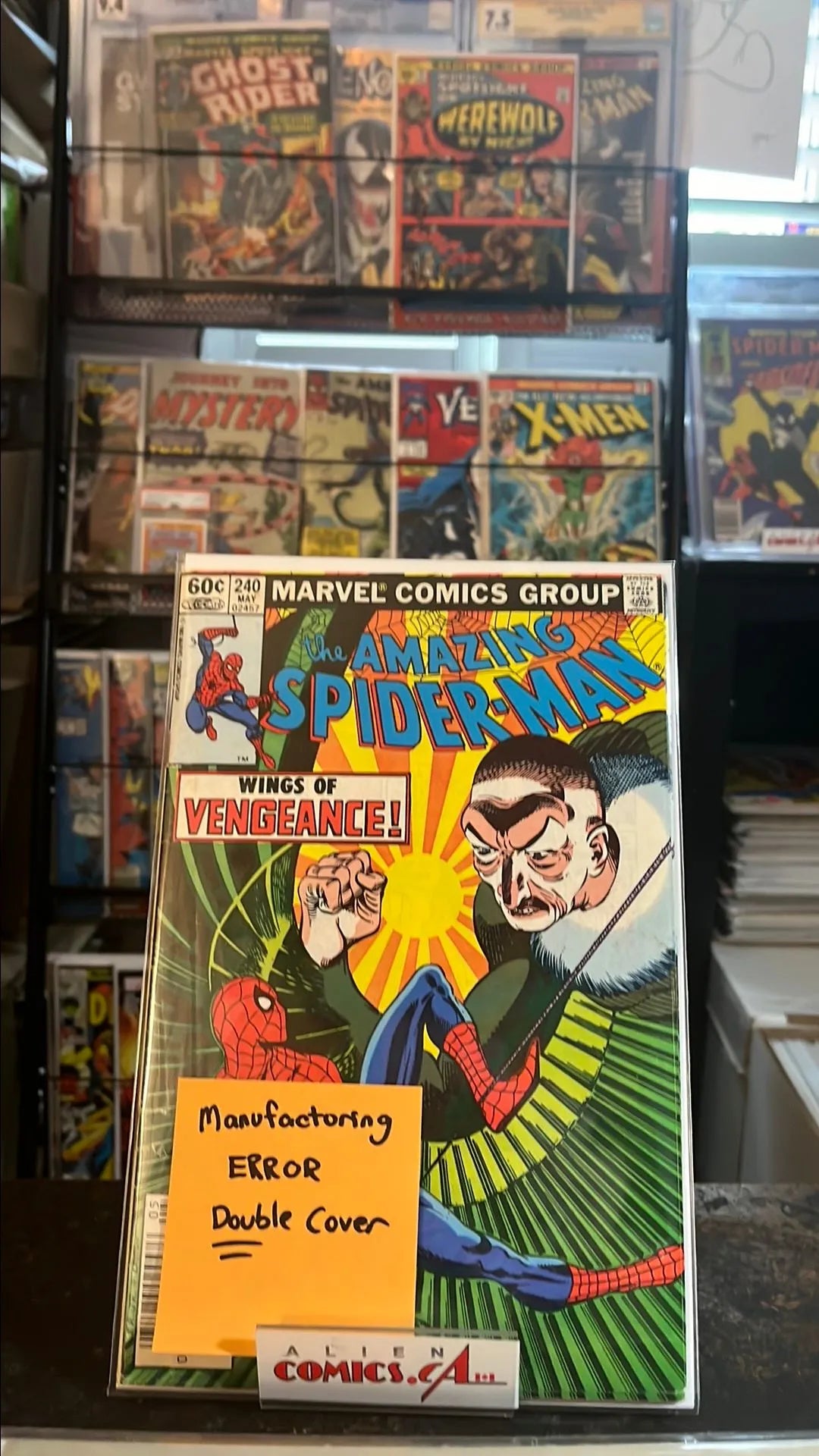 Amazing Spider-man (#240 Newsstand Edition Manufacturing ERROR Double Cover Vulture app. VG/FN)