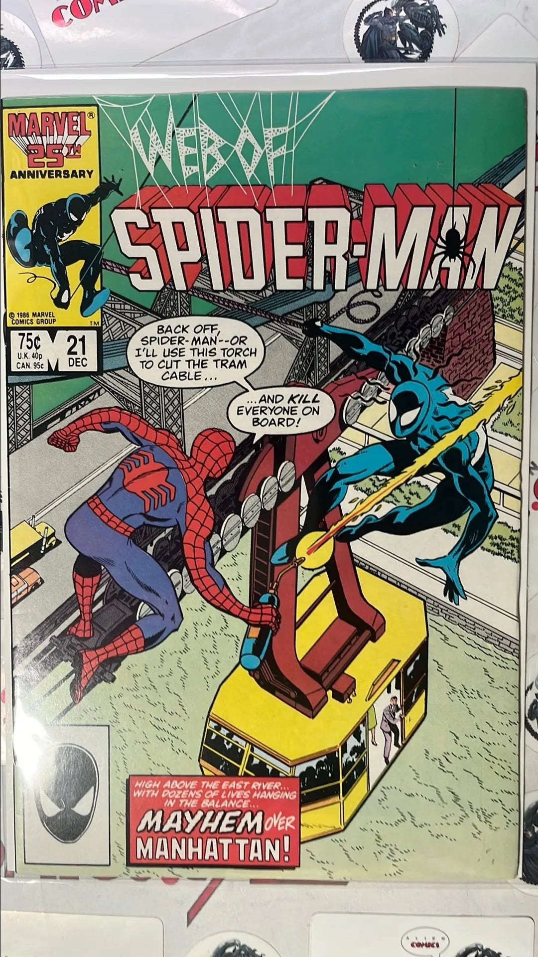 Web of Spider-man (#21 Direct Edition Mayhem over Manhattan! Red Suit vs. Black Suit VF)