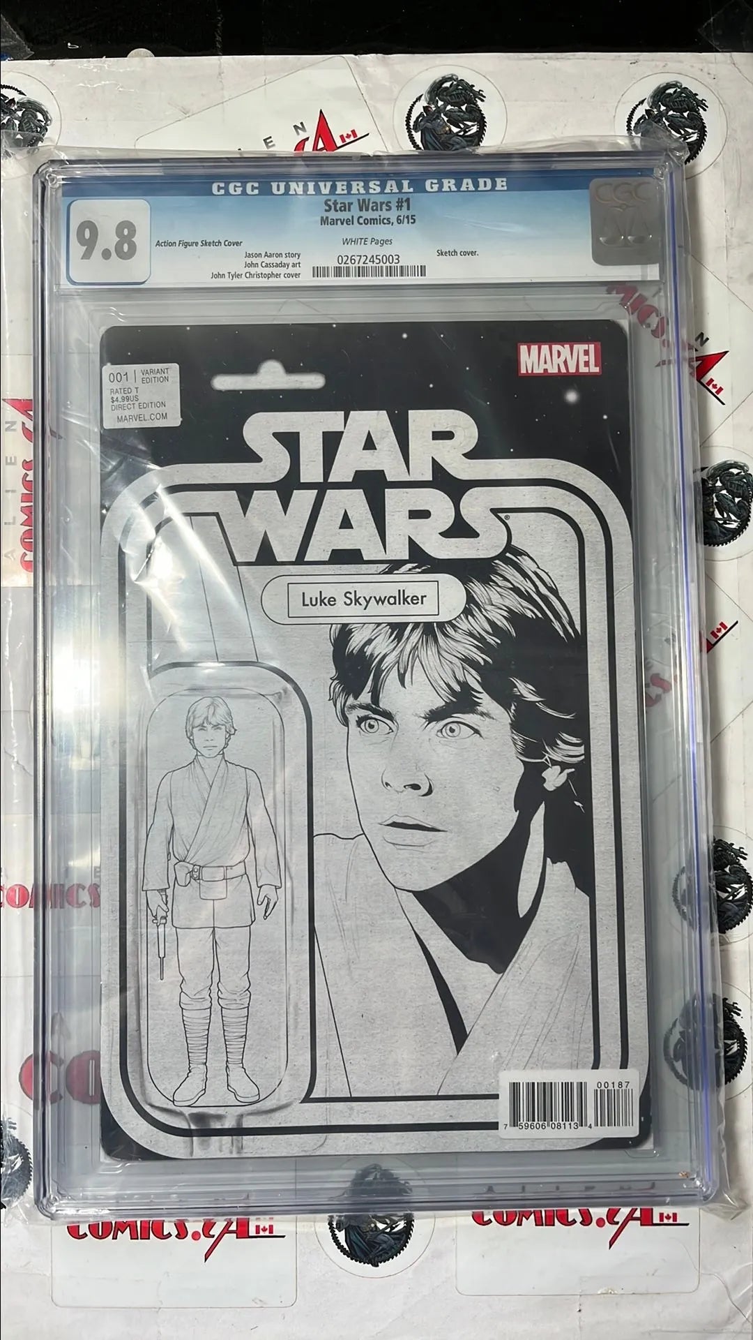Star Wars (Action Figure Variant #1S Luke Skywalker 1 of 500 copies Diamond C2E2 2015 Exclusive Sketch HTF CGC 9.8 NM/MT)