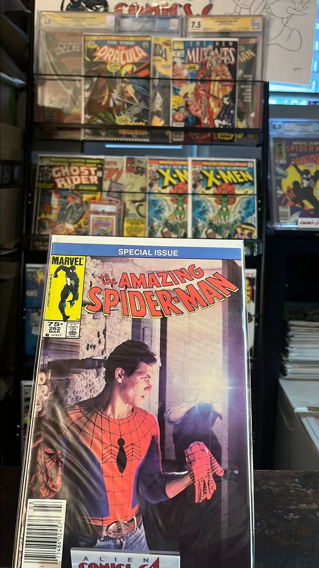 Amazing Spider-man (#262 75¢ Canadian Price Variant Peter Parker Photo Cover FN+)