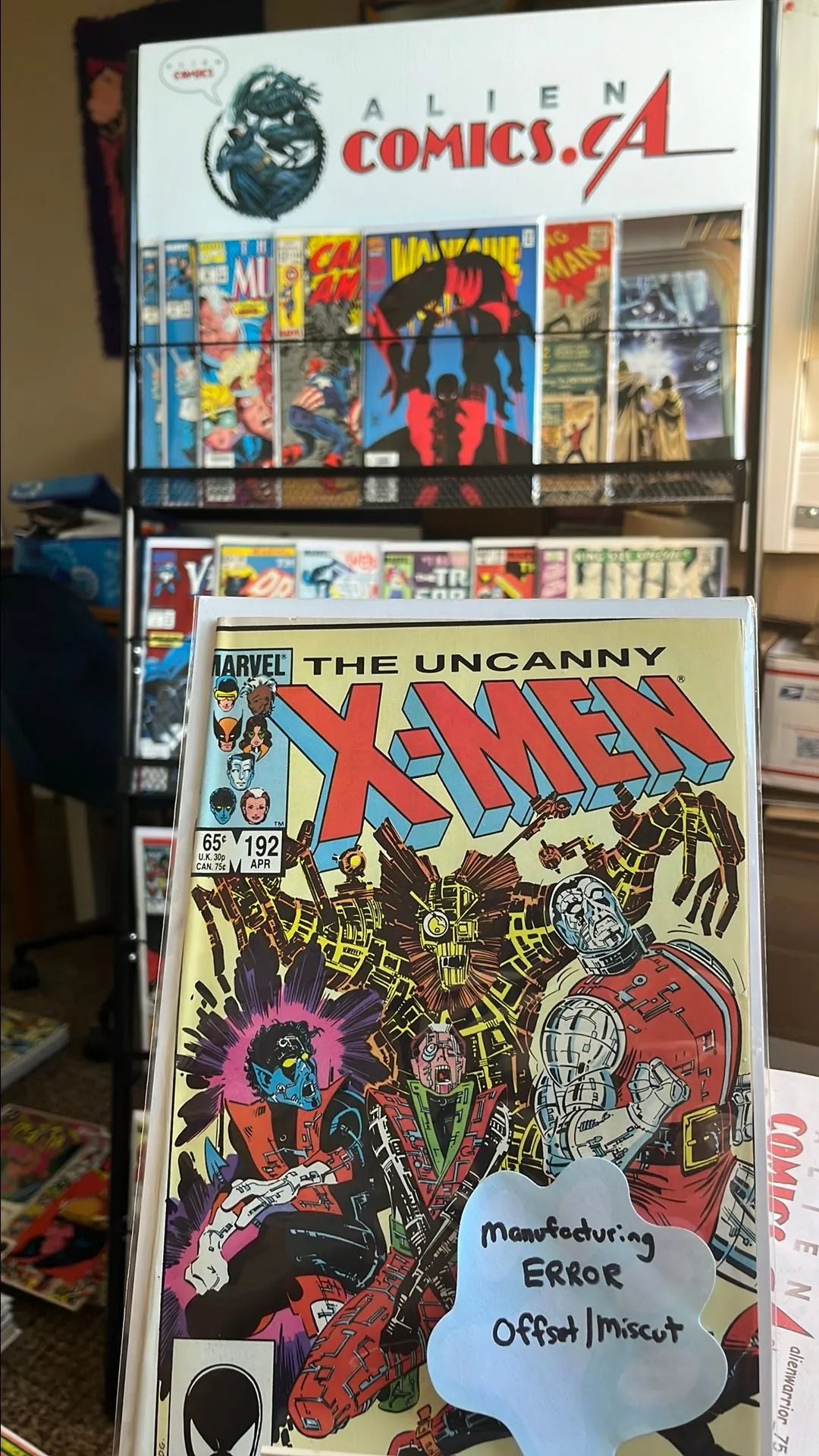 Uncanny X-men (#192 Direct Edition Manufacturing ERROR Comic Miscut on Angle VF)