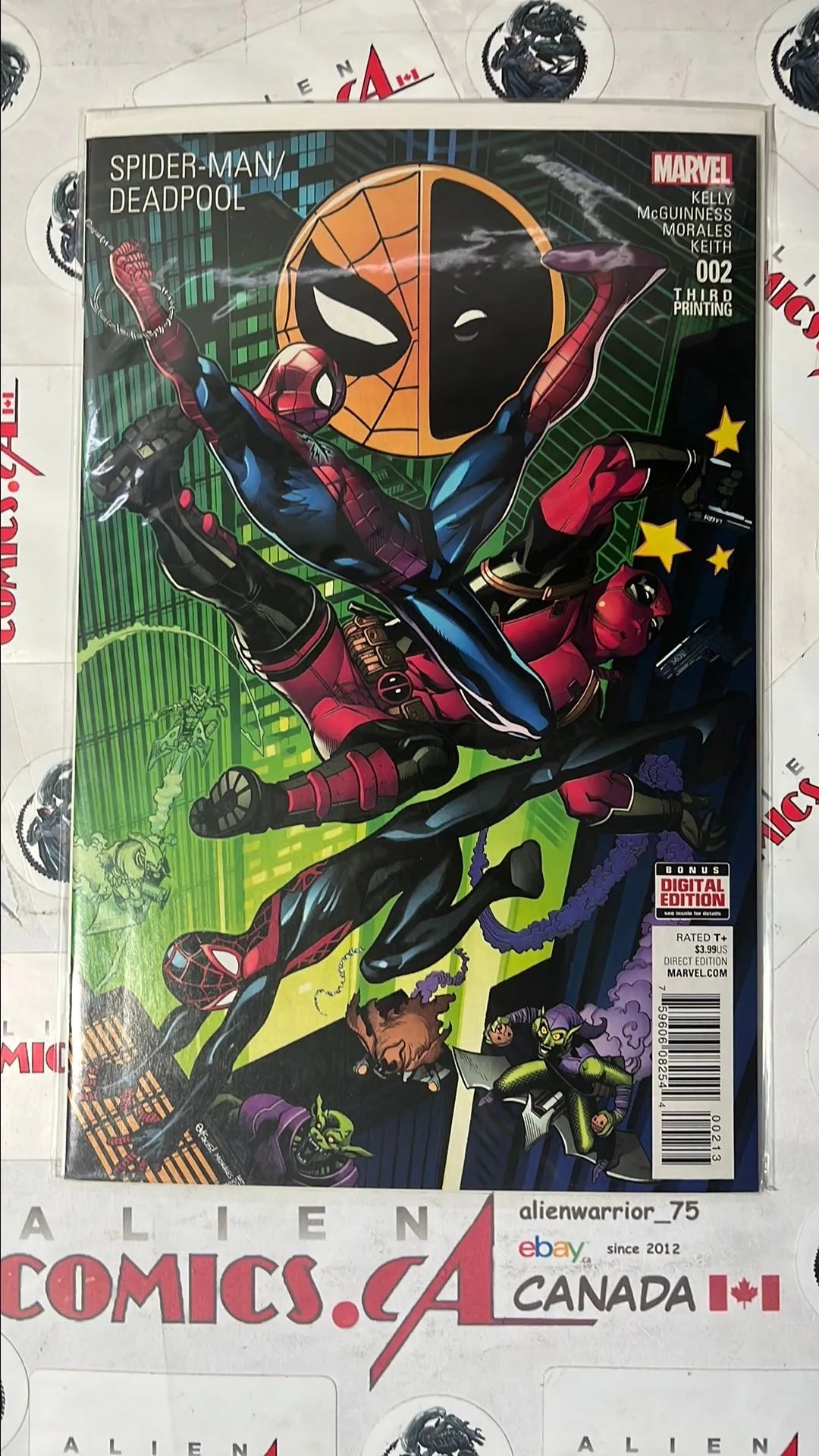 Spider-man vs. Deadpool (#2 Marvel 2016 3rd Printing Orange Logo 1st cameo app. Patient Zero 1st Deadpool & Miles Morales Meeting NM)