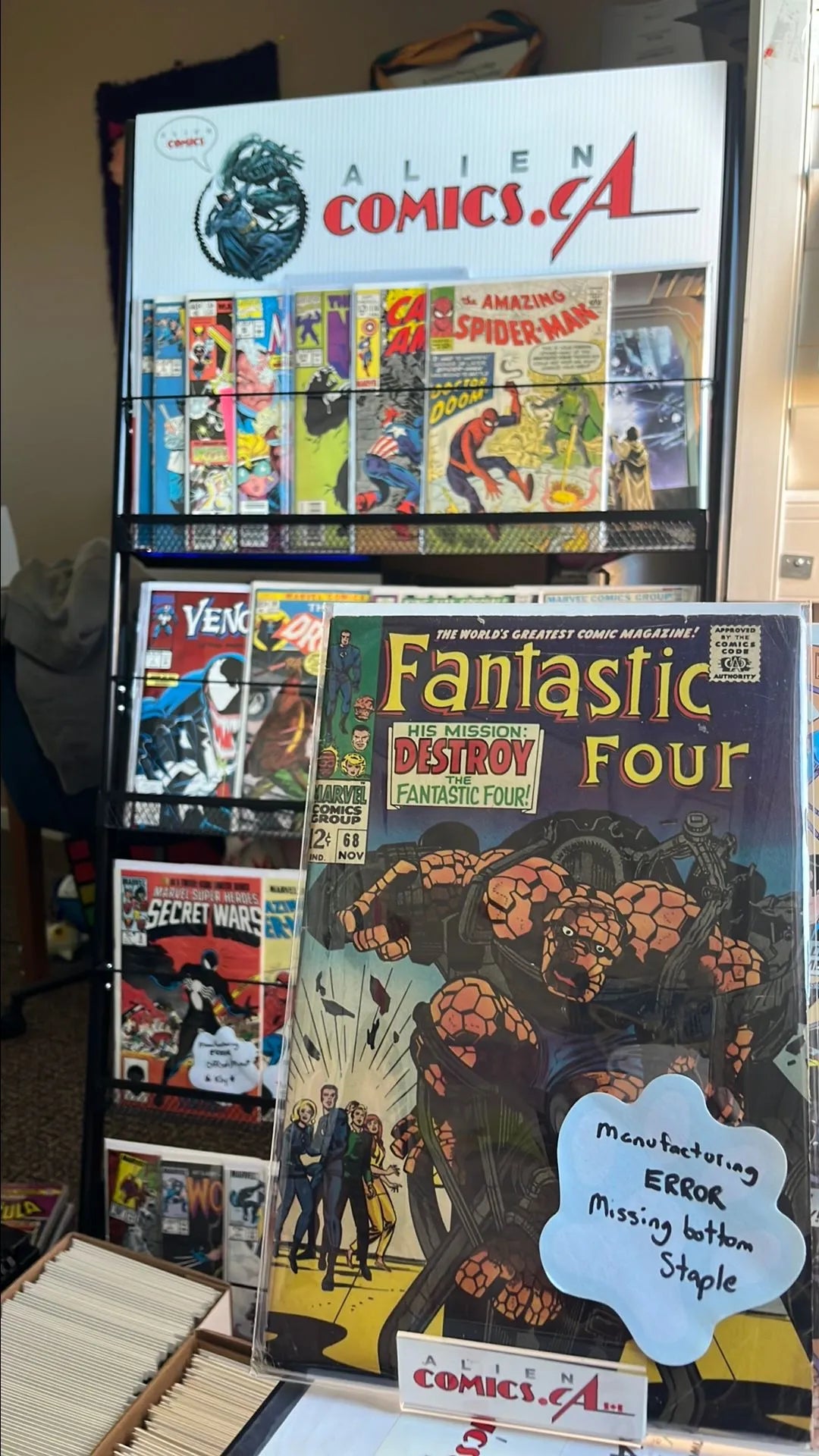 Fantastic Four (#68 His Mission Destroy the Fantastic Four Manufacturing Printing ERROR Missing Bottom Staple VG)