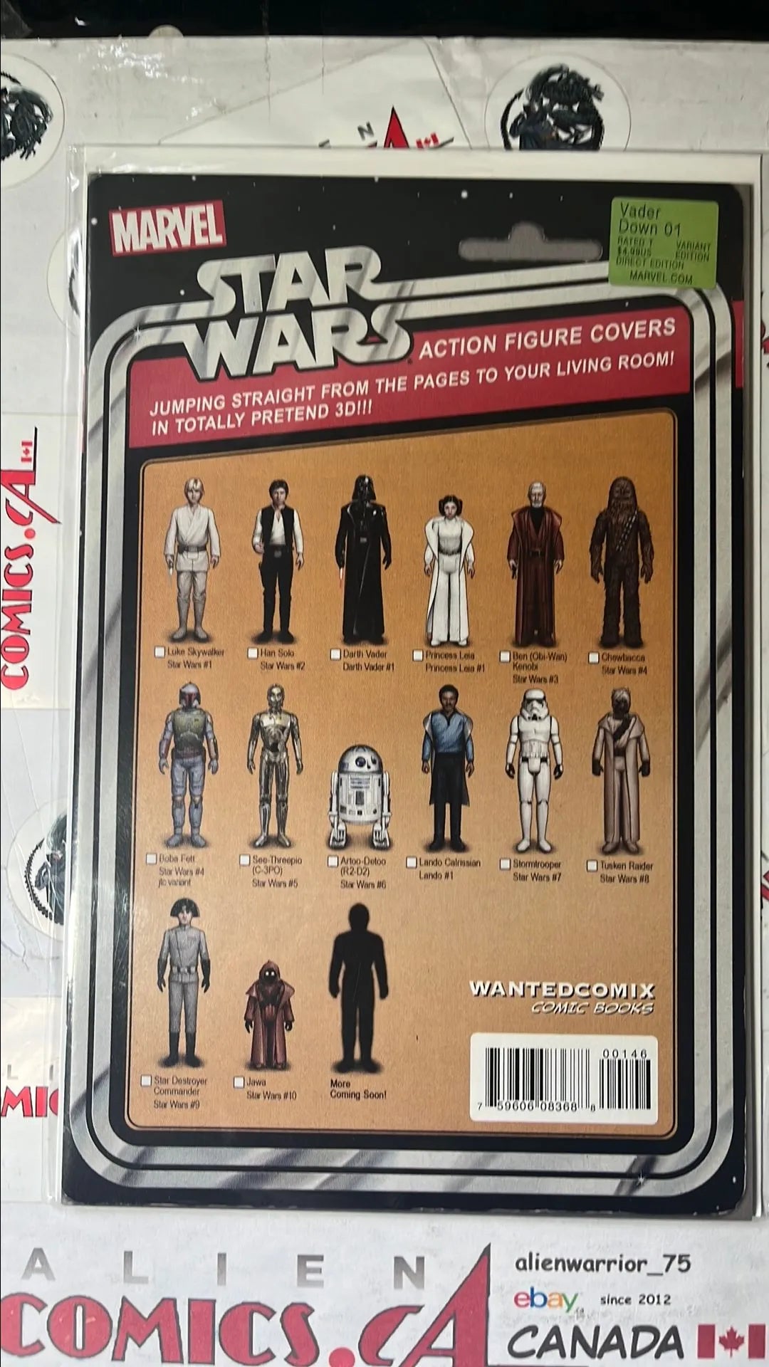 Vader Down (Action Figure Variant #1W Vintage Style Cardback Checklist WantedComix HTF NM)