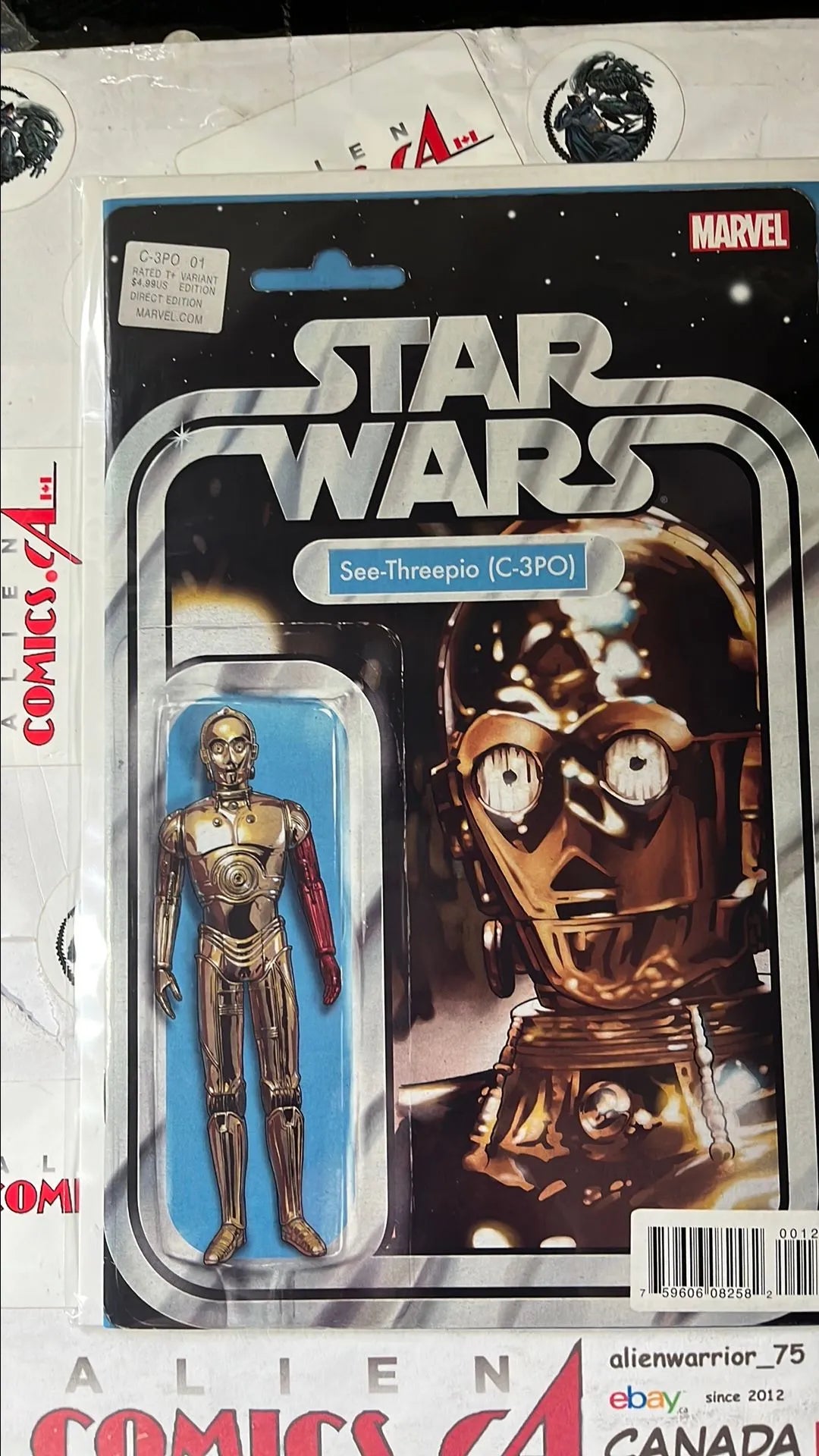 C-3PO (Action Figure Variant #1 See-Threepio C-3PO with Red Arm NM)