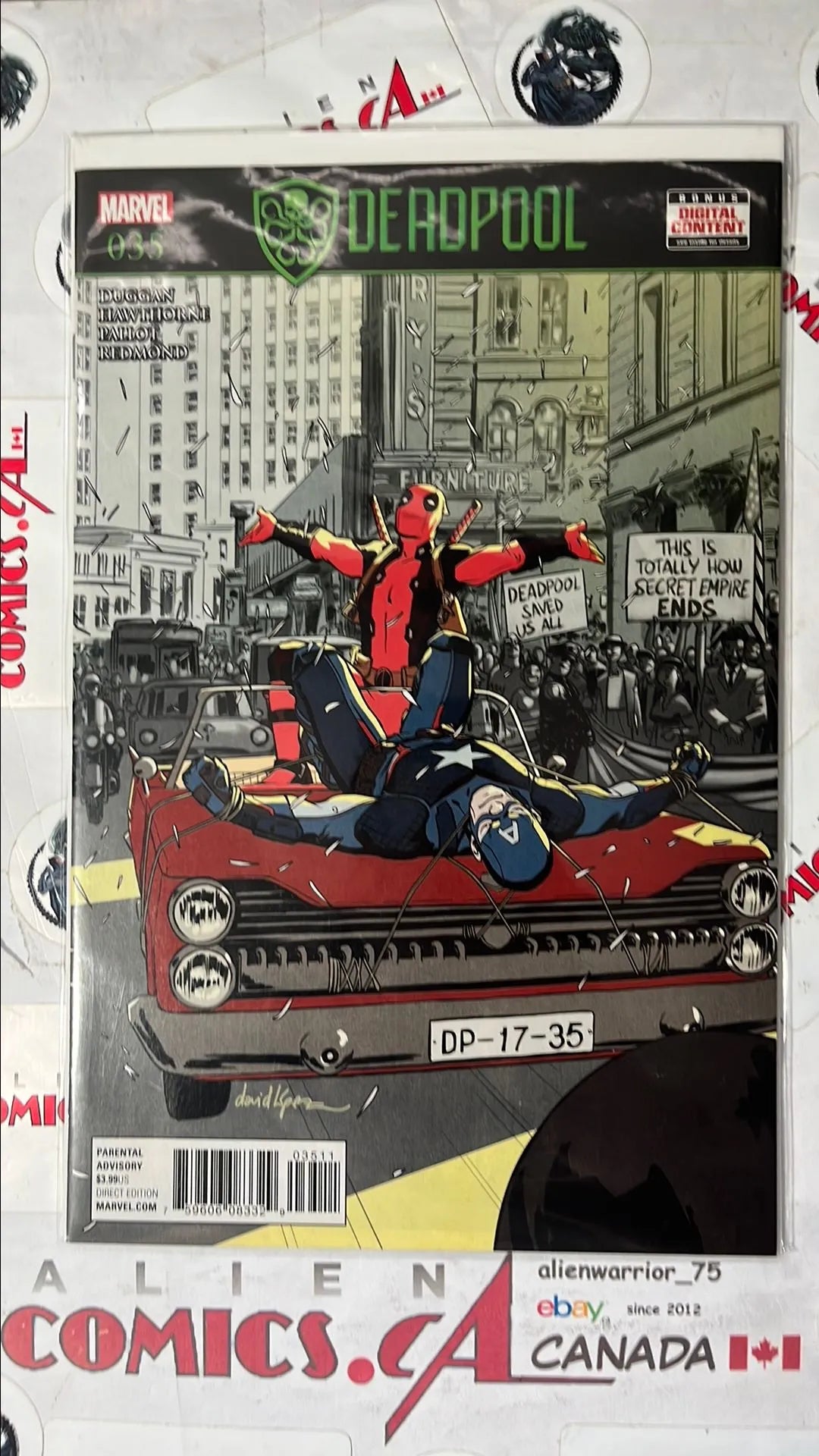 Deadpool (#35 Marvel 2017 Deadpool Saved Us All Captain America Strapped to Car Hood NM)