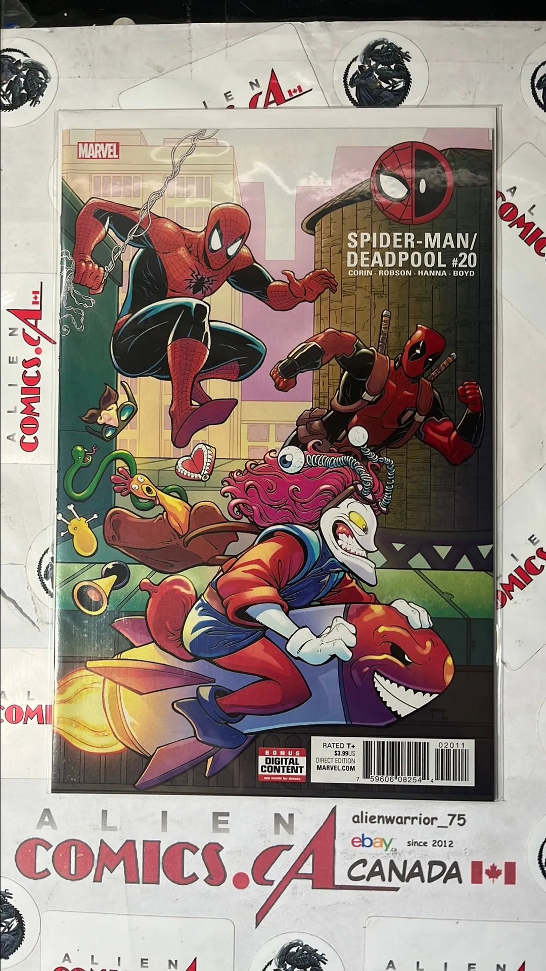 Spider-man vs. Deadpool (#20 Marvel 2017 Slapstick Escaping on Rocket NM)