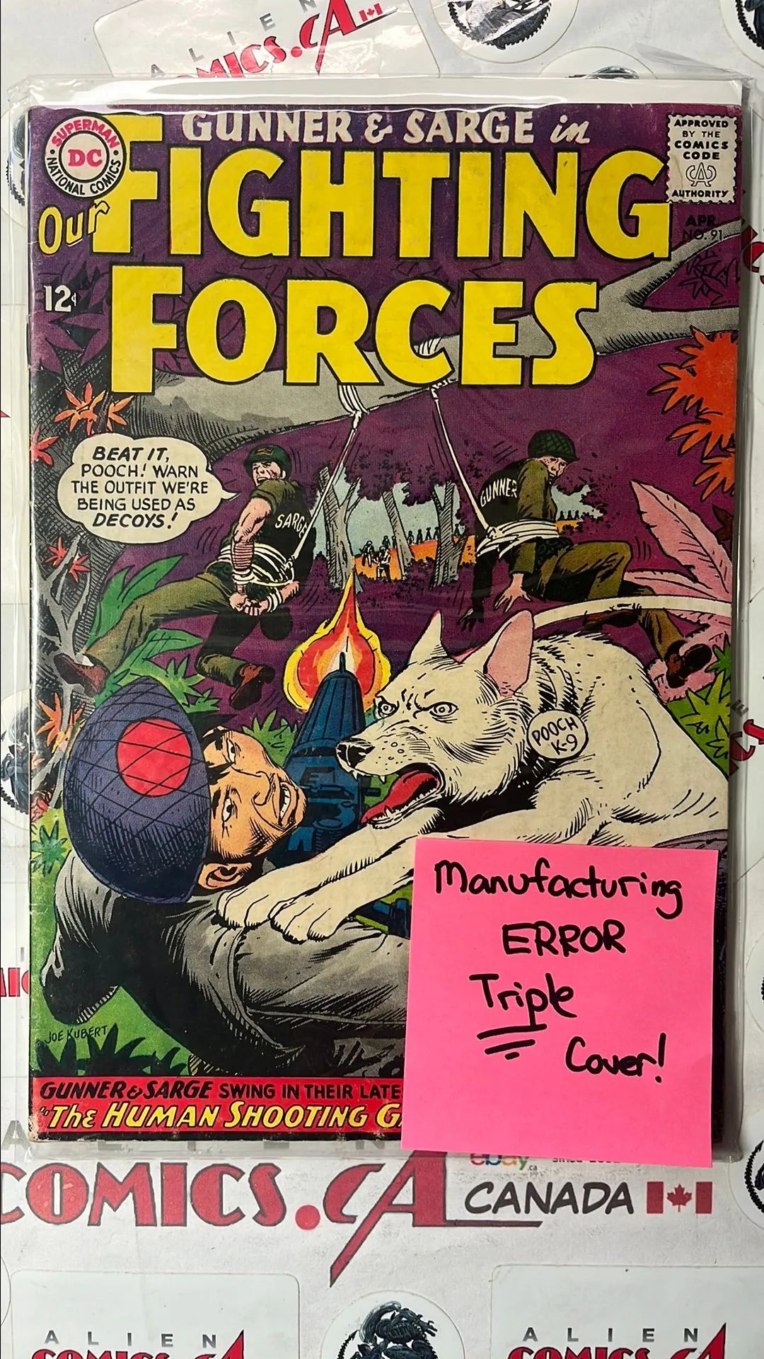 Our Fighting Forces (#91 Marvel 1965 Silver Age Manufacturing ERROR Triple Cover FN/VF)