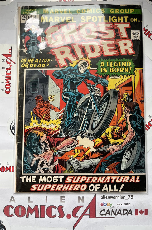 MARVEL SPOTLIGHT 5 1st app. Johnny Blaze/Ghost Rider Marvel 1972 MAJOR KEY ๐
