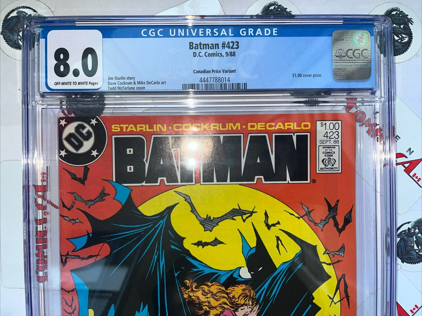 BATMAN 423 DC Comics McFarlane $1.00 Canadian Price Variant CGC 8.0 VF BIG KEY🔑