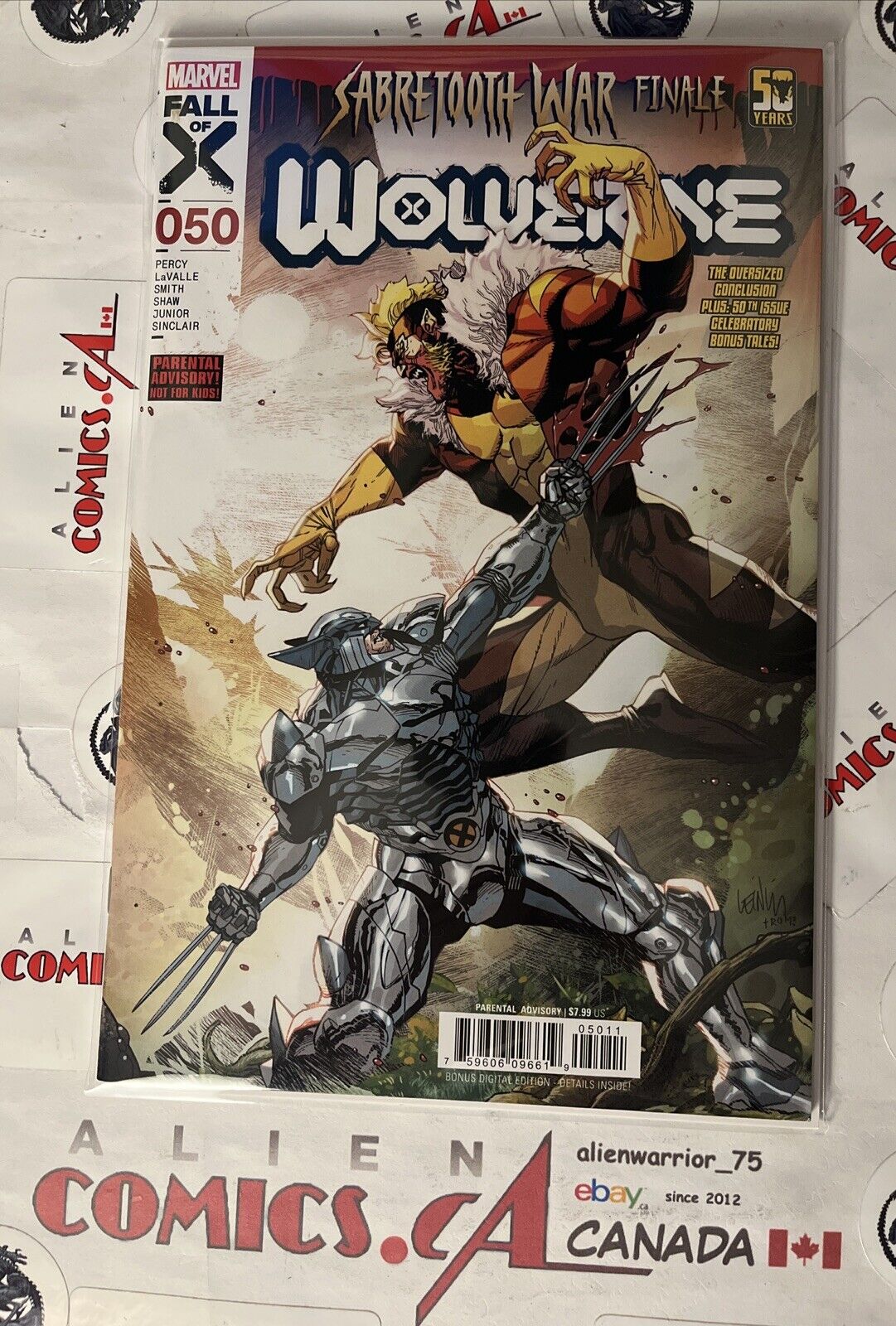 WOLVERINE 50 Leinil Yu Variant Oversized Wolverine vs Sabretooth Rare HIGH GRADE