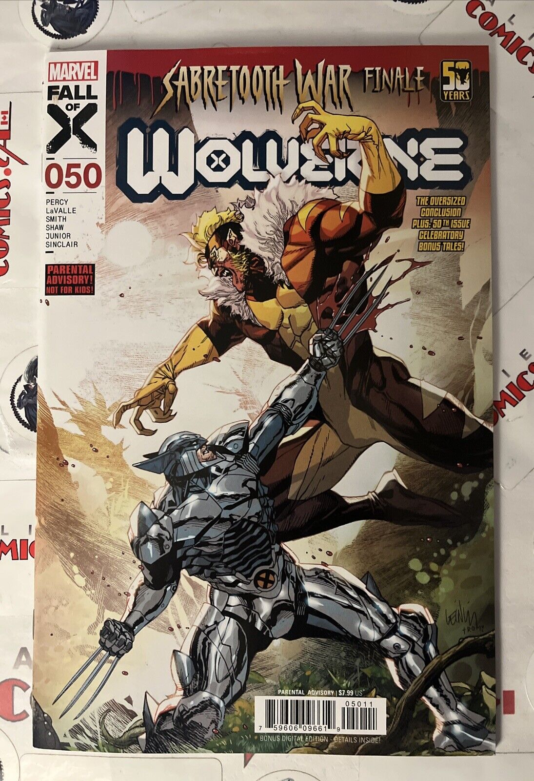 WOLVERINE 50 Leinil Yu Variant Oversized Wolverine vs Sabretooth Rare HIGH GRADE
