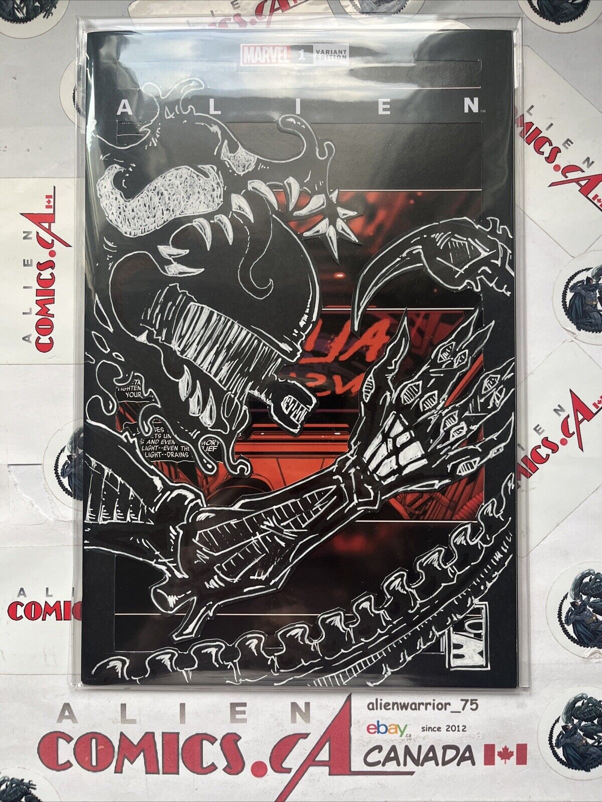 ALIEN 1 Blank Venom Custom Wraparound Die-Cut Chris Whitehead w/COA HIGH GRADE