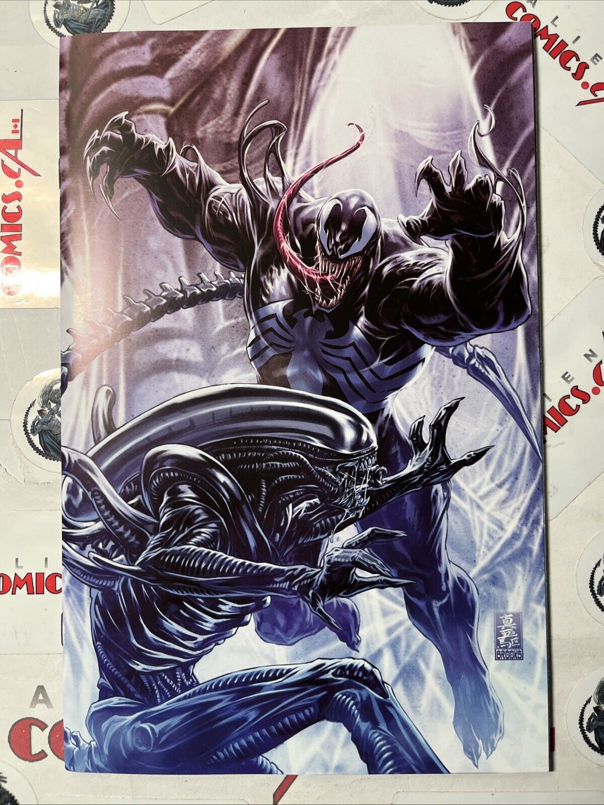 ALIENS vs. AVENGERS 1 Mark Brooks 1:100 Virgin Variant Marvel 2024 HIGH GRADE