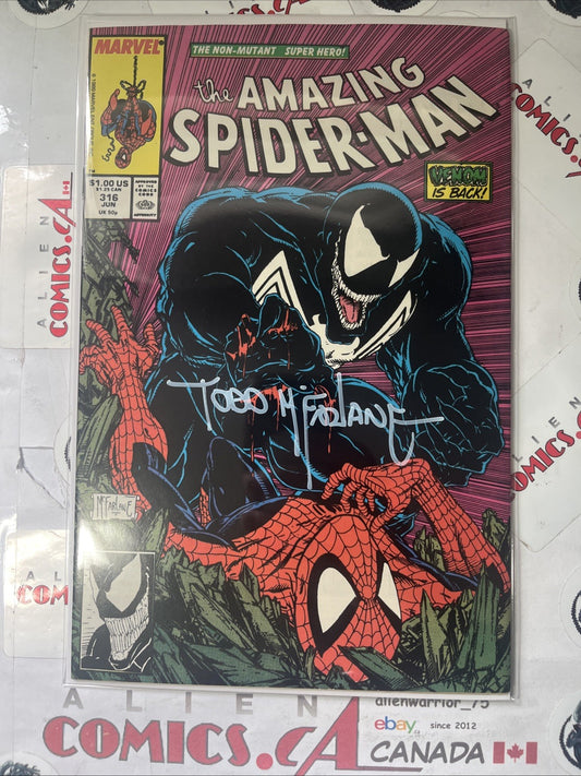 AMAZING SPIDER-MAN 316 Marvel 1989 Signed Todd McFarlane w/COA RARE HIGH GRADE