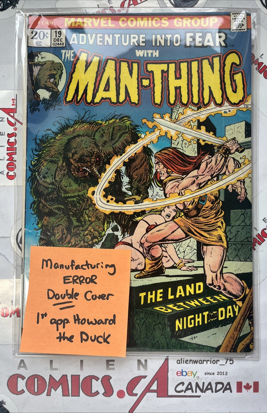 ADVENTURE INTO FEAR 19 Marvel Mfg ERROR Double Cover! 1st app Howard the Duck 🦆