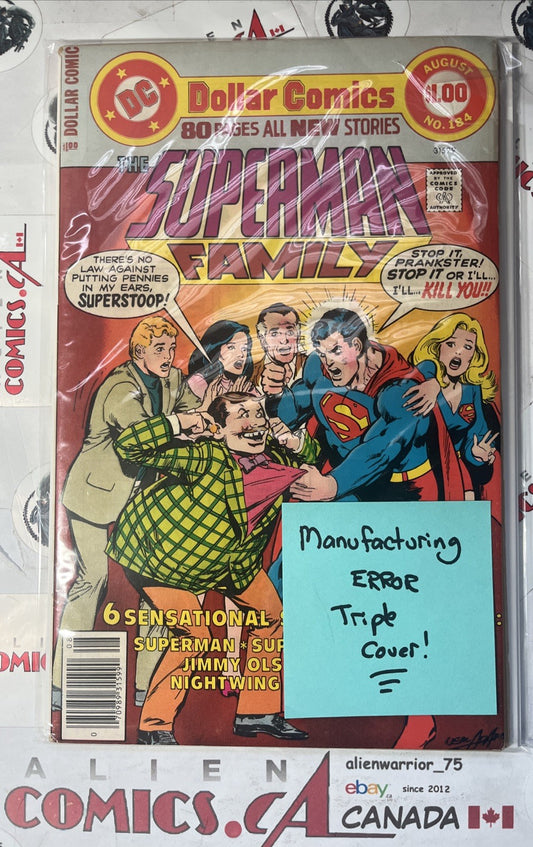 SUPERMAN FAMILY 184 DC Comics 1979 Neal Adams Manufacturing ERROR TRIPLE Cover!