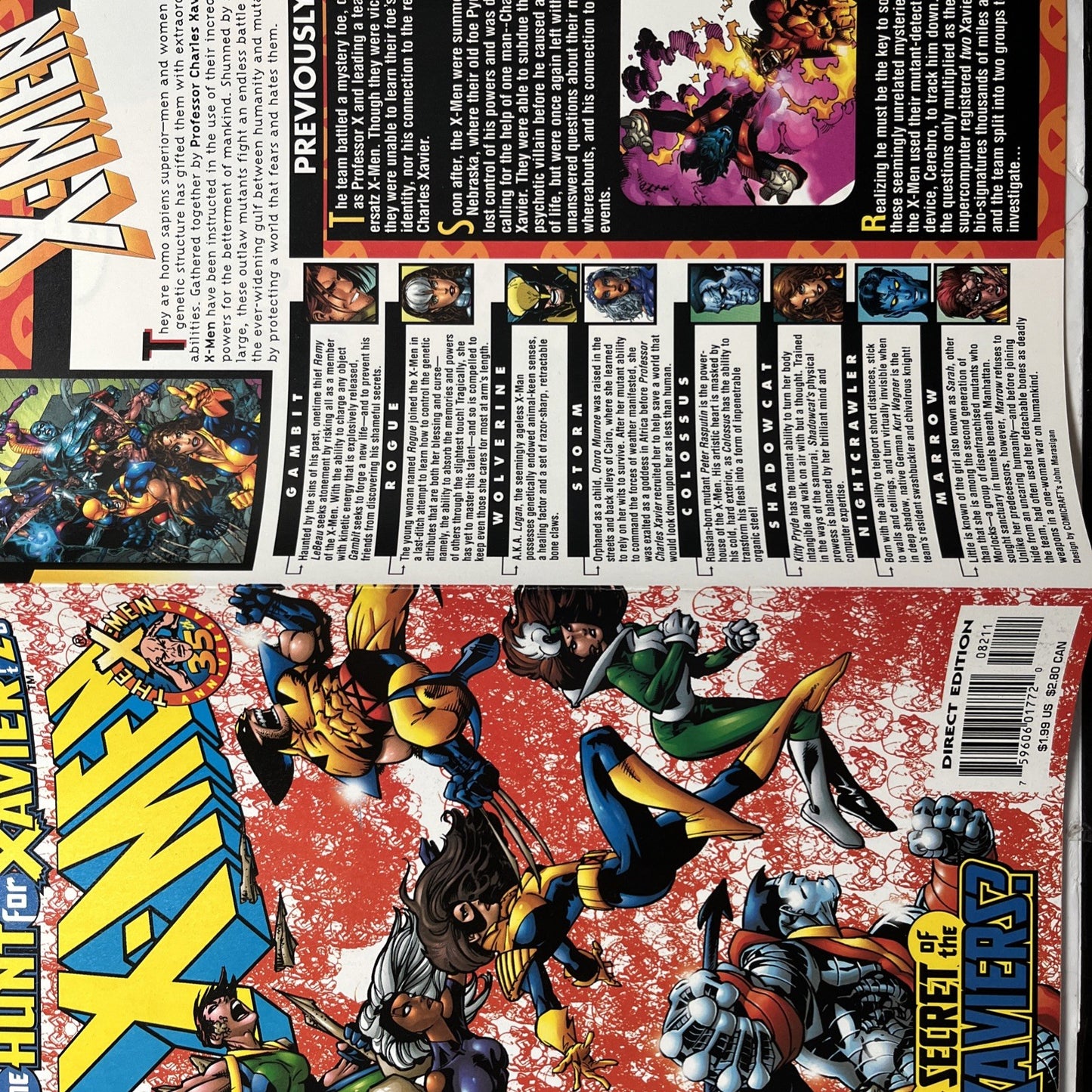 X-MEN 82: The Hunt for Xavier 2 Marvel Comics 1998 Kubert Cover Art HIGH GRADE