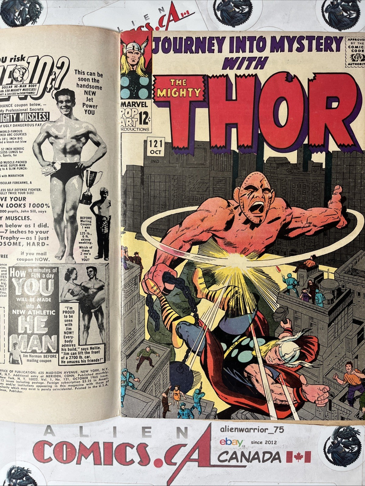 JOURNEY INTO MYSTERY 121 Marvel 1965 Manufacturing ERROR Double Cover! VINTAGE