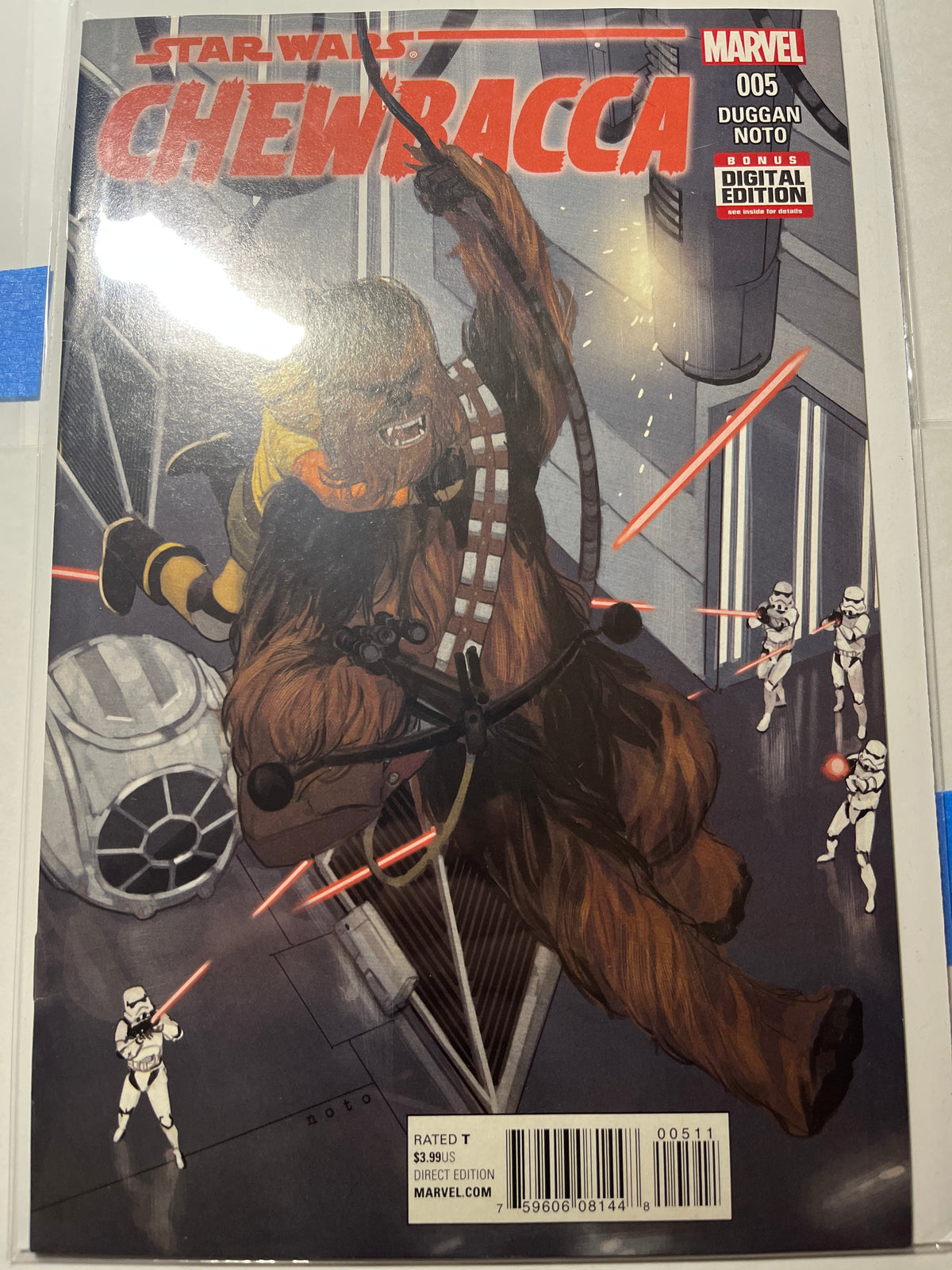 Chewbacca (#5 Marvel 2016 Phil Noto Cover Chewie and Boy Swinging over Stormtroopers NM)