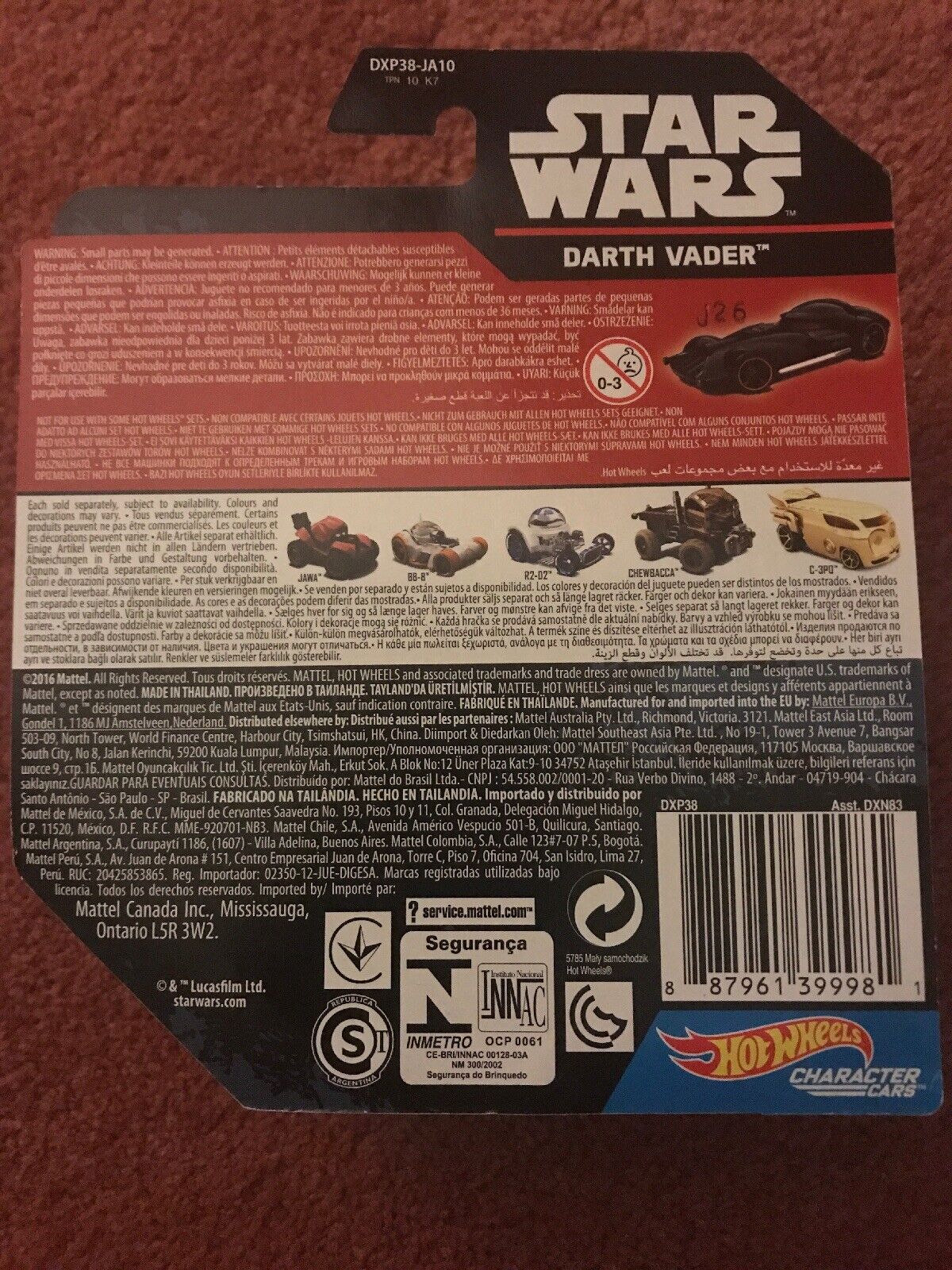 STAR WARS: DARTH VADER Dark Lord of the Sith Hot Wheels 2014 Mattel NEW IN BOX - aliencomics.ca