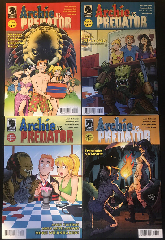 ARCHIE vs. PREDATOR Complete A Variants 4-Book Lot Dark Horse 2015 HIGH GRADE - aliencomics.ca