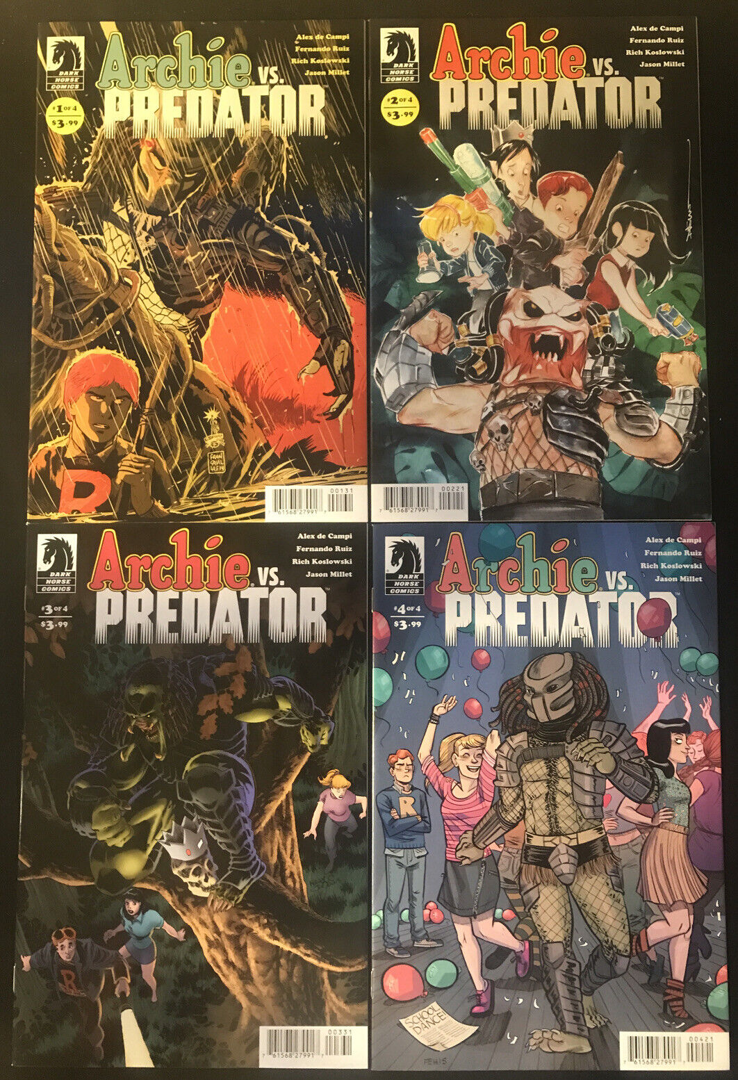 ARCHIE vs. PREDATOR Complete B Variants 4-Book Lot Dark Horse 2015 HIGH GRADE - aliencomics.ca