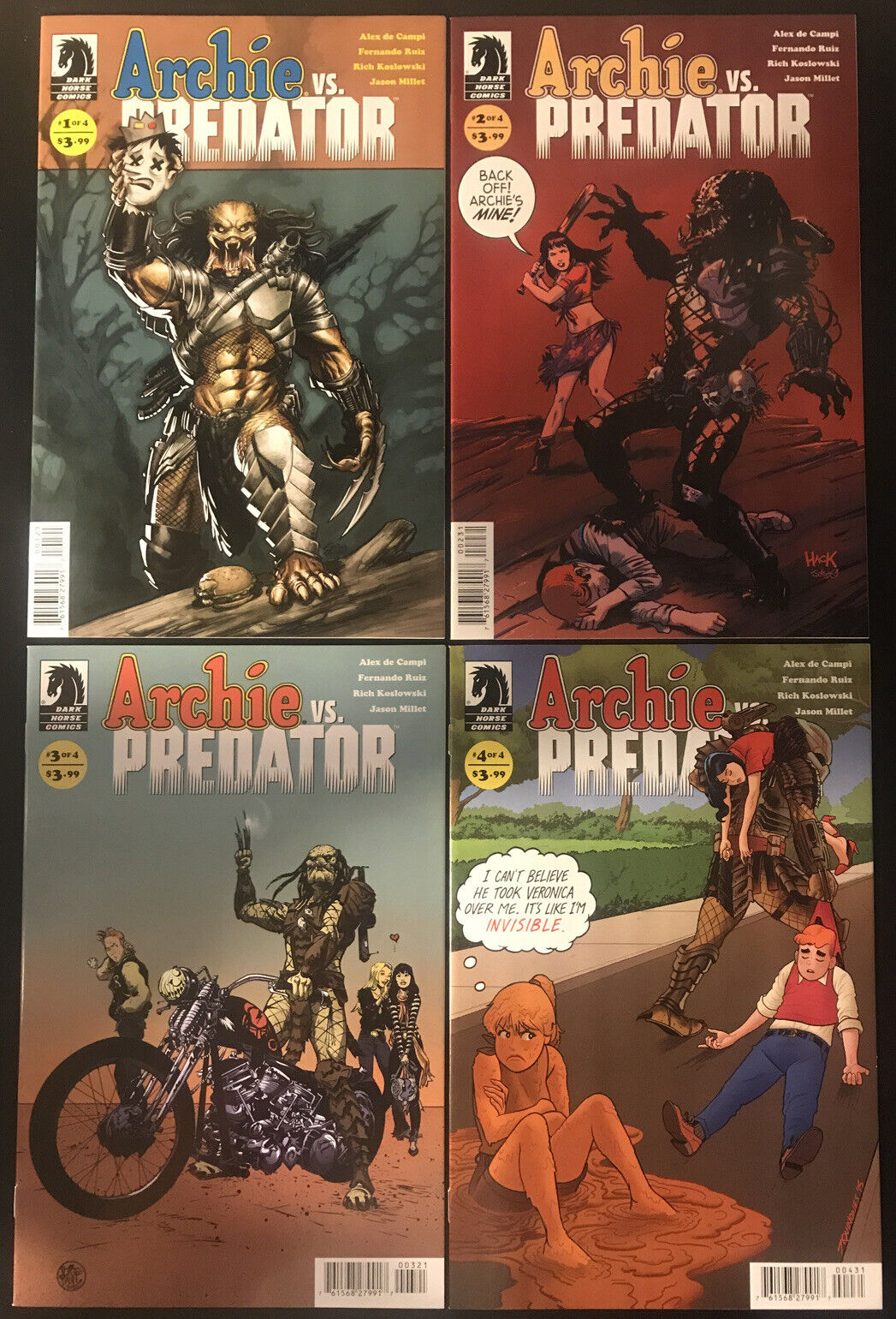 ARCHIE vs. PREDATOR Complete C Variants 4-Book Lot Dark Horse 2015 HIGH GRADE - aliencomics.ca