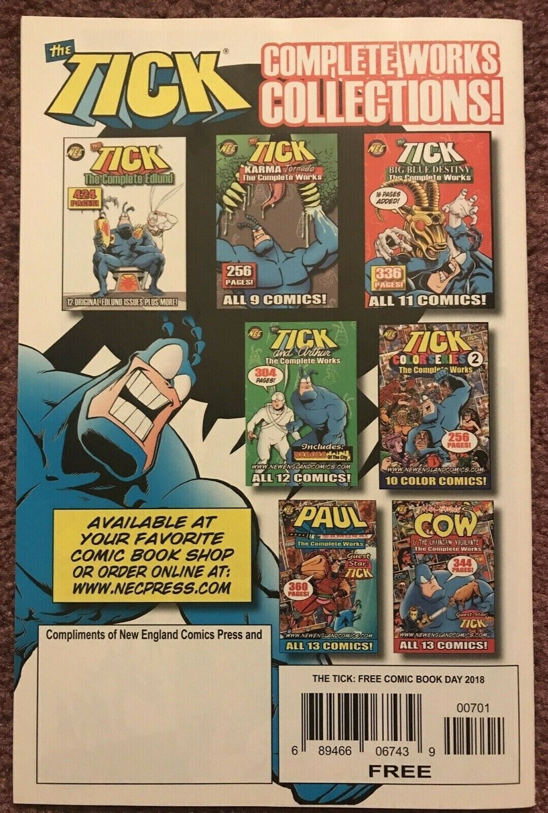 THE TICK 0 FCBD New England Comics Express 2018 UNSTAMPED HIGH GRADE - aliencomics.ca