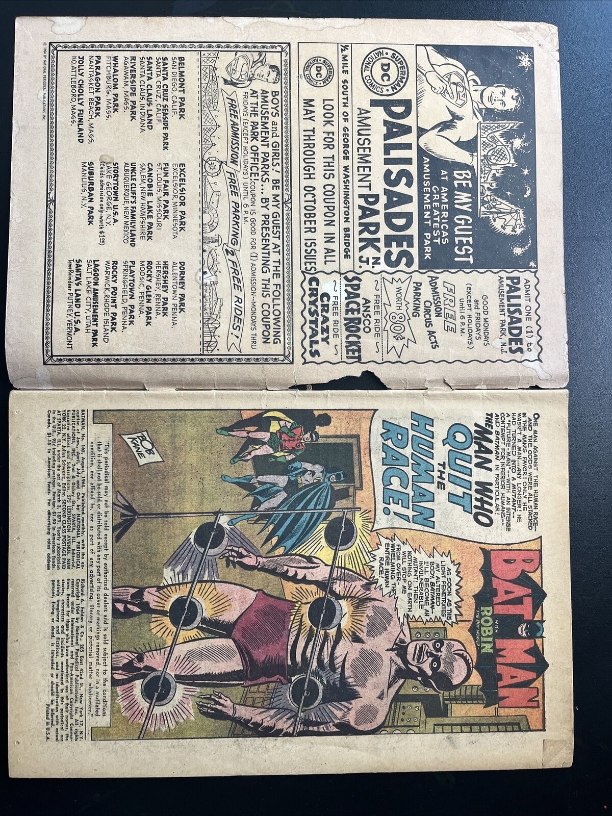 BATMAN 165 DC Comics 1964 Silver Age Cover Attached & Complete LOW GRADE