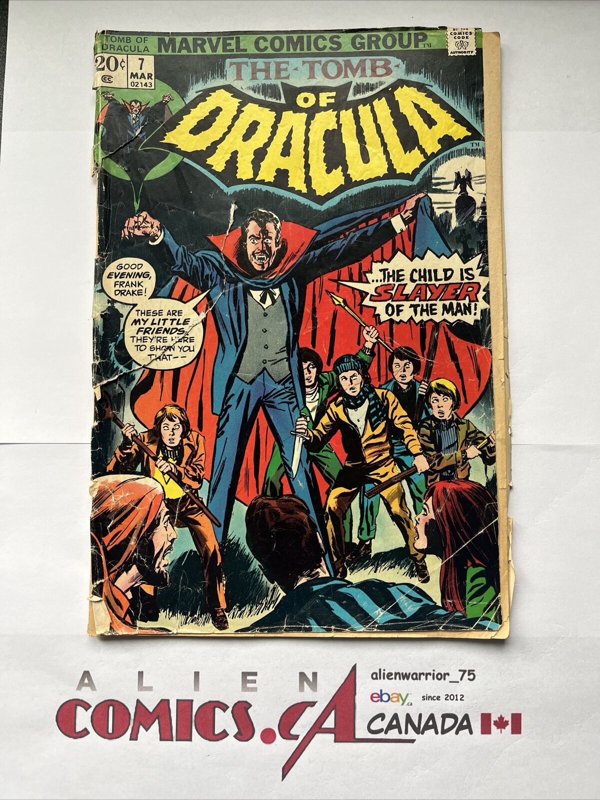 TOMB OF DRACULA 7 1st app of Quincy & Edith Harker Key Marvel 1972 LOW GRADE 🔑