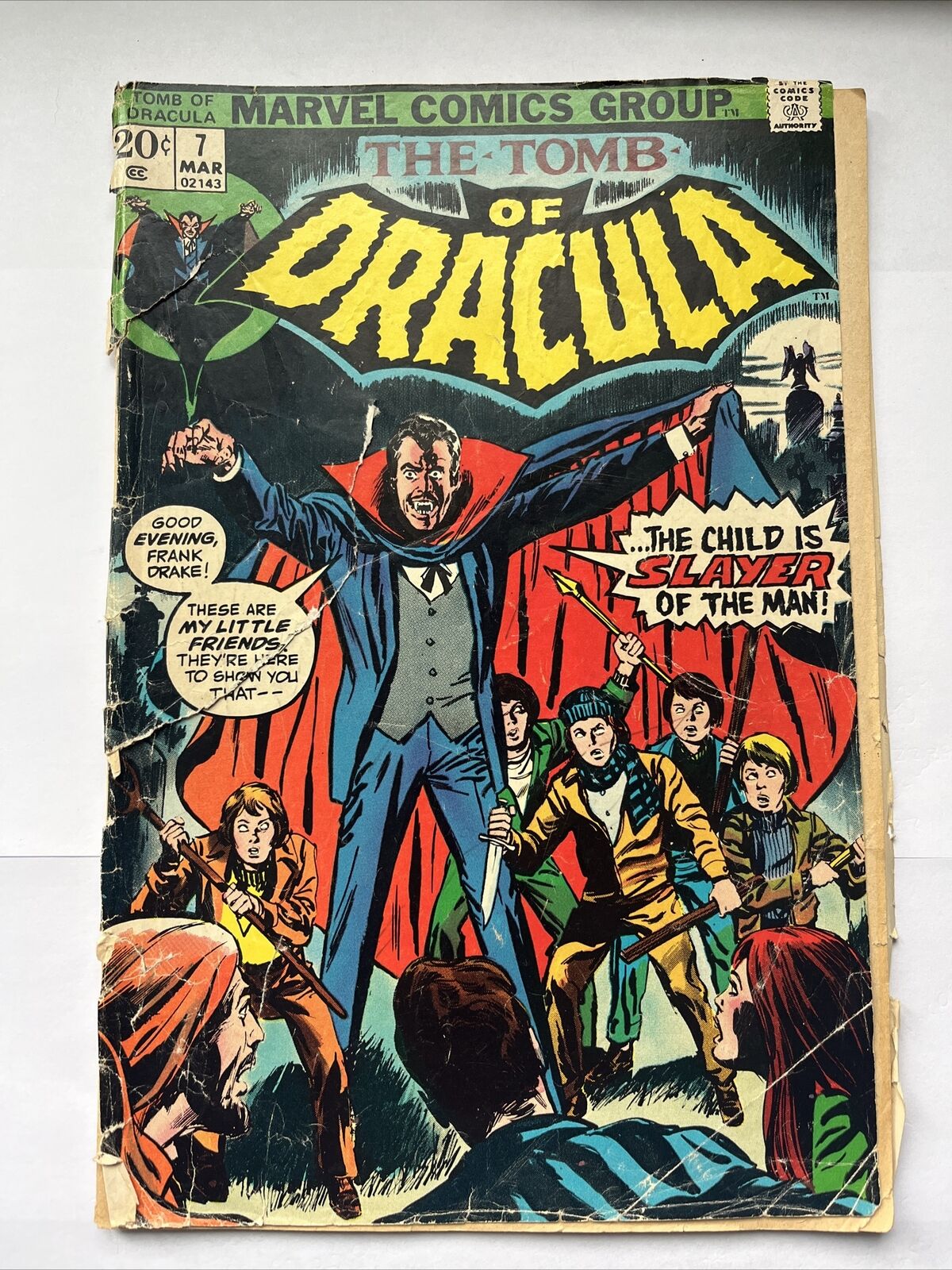 TOMB OF DRACULA 7 1st app of Quincy & Edith Harker Key Marvel 1972 LOW GRADE 🔑