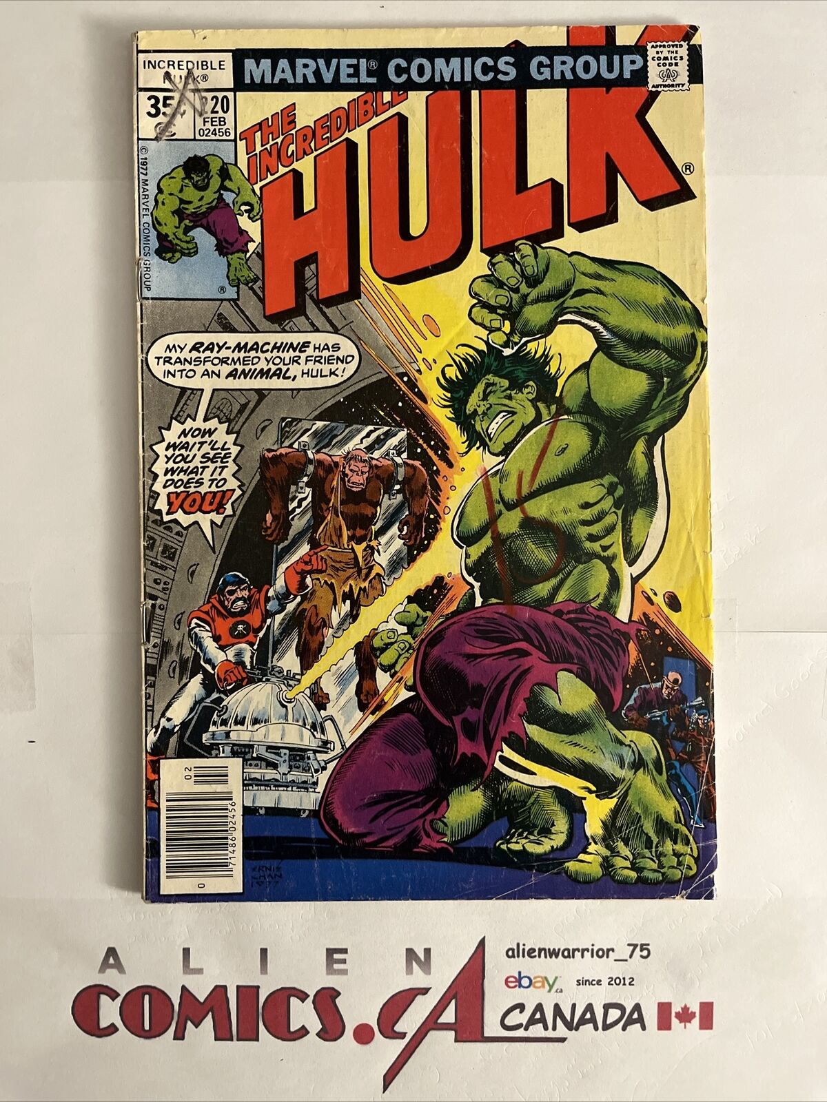 INCREDIBLE HULK 220 Capt. Barracuda app. Marvel 1977 Pizzazz Variant MID GRADE
