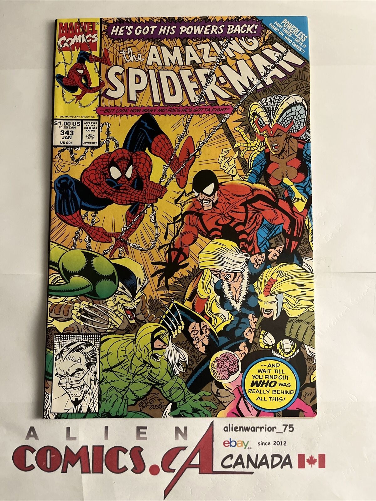 AMAZING SPIDER-MAN 343 Marvel Comics 1991 Black Cat app. Erik Larsen HIGH GRADE
