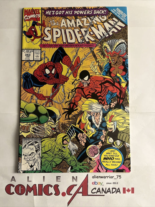 AMAZING SPIDER-MAN 343 Marvel Comics 1991 Black Cat app. Erik Larsen HIGH GRADE