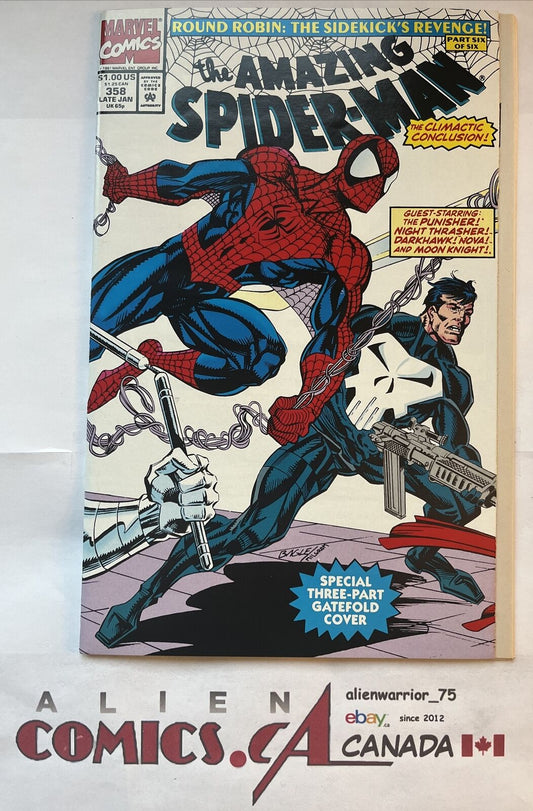 AMAZING SPIDER-MAN 358 Marvel 1992 Last $1 Issue Fold-out Cover Rare HIGH GRADE