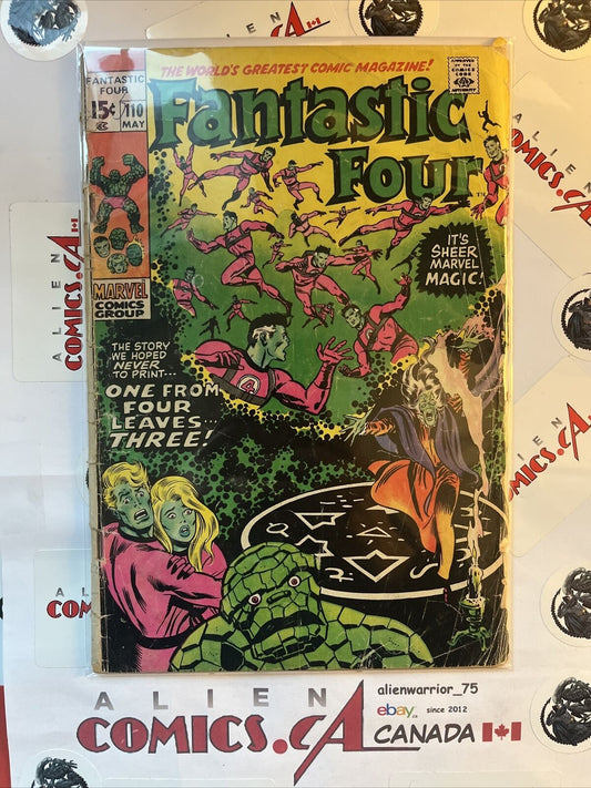 FANTASTIC FOUR 110 Marvel Comics 1971 Mfg. Green Printing ERROR Very Scarce