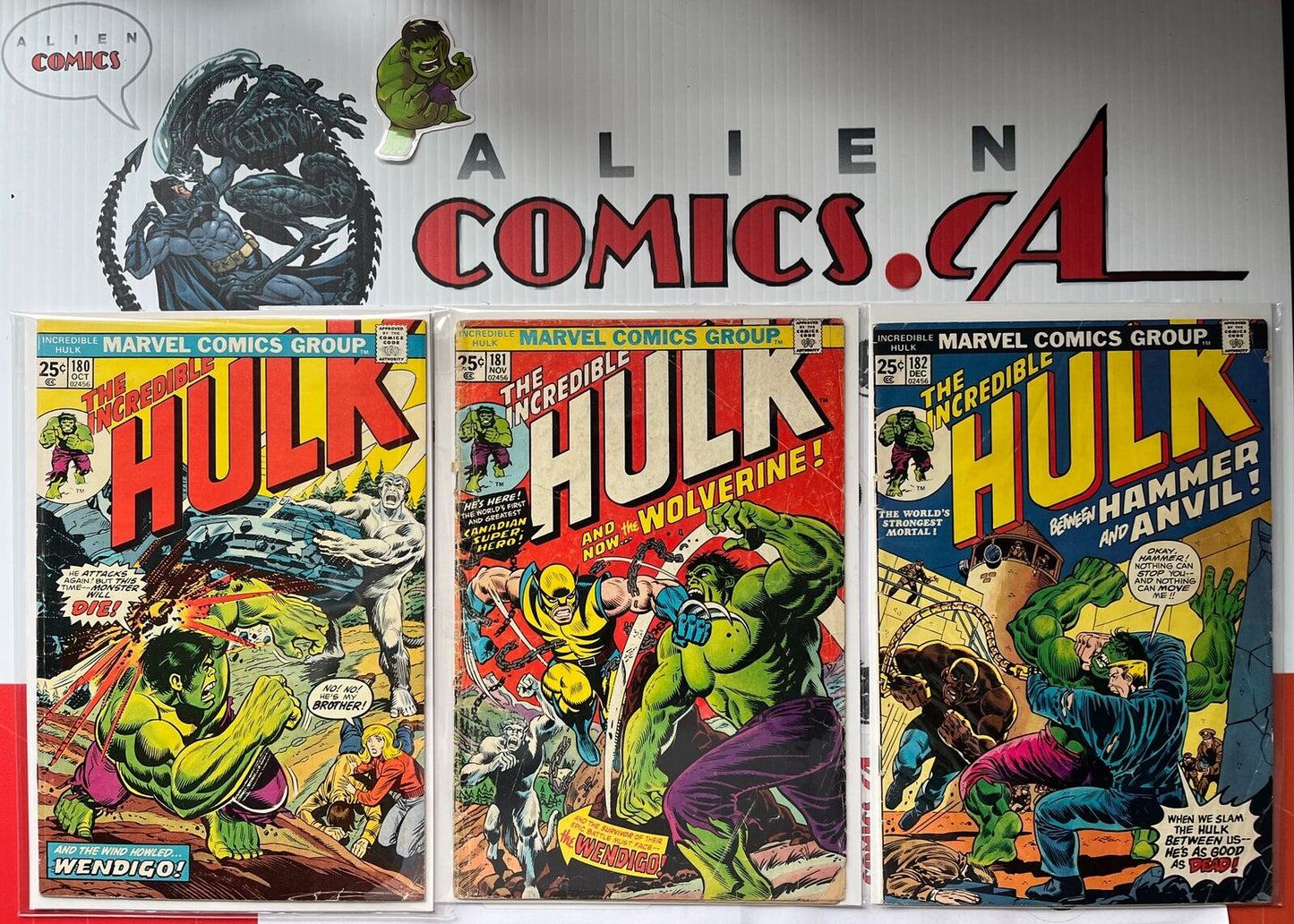 INCREDIBLE HULK 180 181 182 Full Wolverine app. w/MVS Marvel 1974 MEGA KEYS 🔑