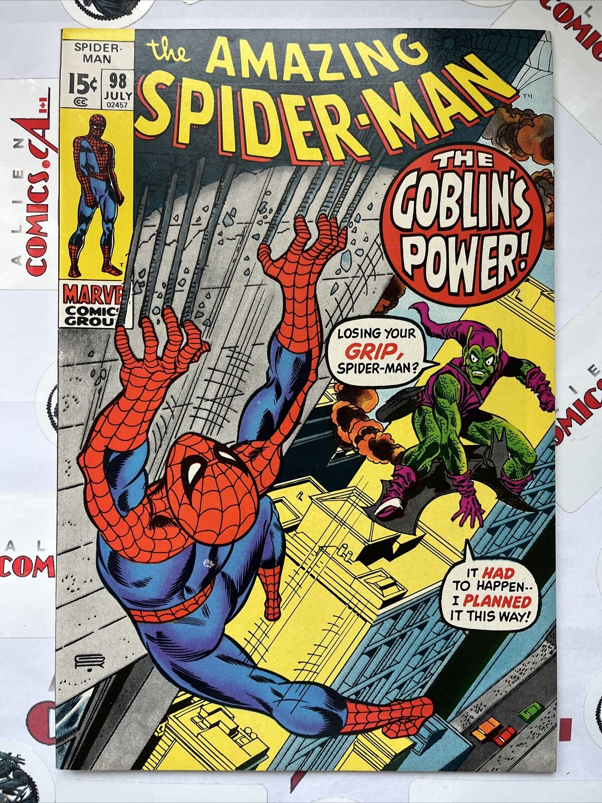 AMAZING SPIDER-MAN 98 Marvel 1971 Green Goblin app. Key No Comic Code HIGH GRADE