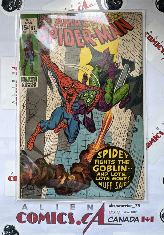 AMZING SPIDER-MAN 97 Marvel 1971 Green Goblin app. Key No Comic Code HIGH GRADE