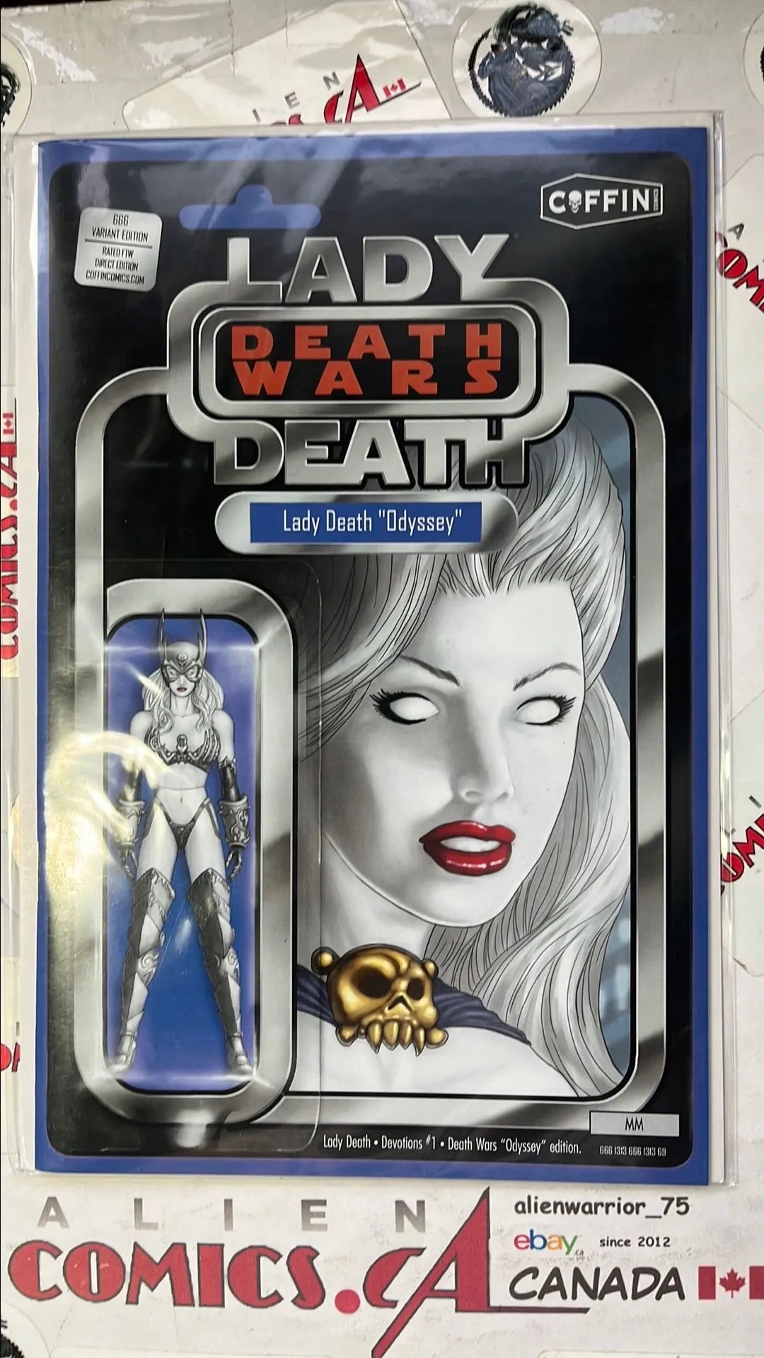 Lady Death: Death Wars (#666 Lady Death Devotions Odyssey Blue Classic Action Figure Variant HTF NM)