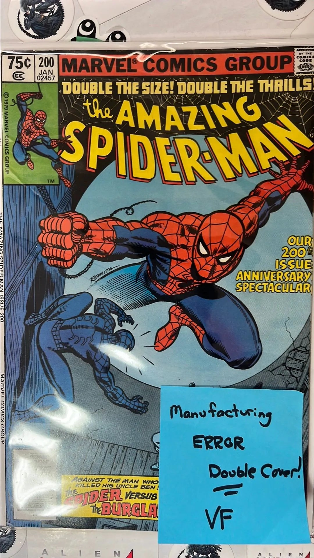 Amazing Spider-man (#200 Newsstand Edition Death of Uncle Ben's Killer Manufacturing ERROR Double Cover VF)