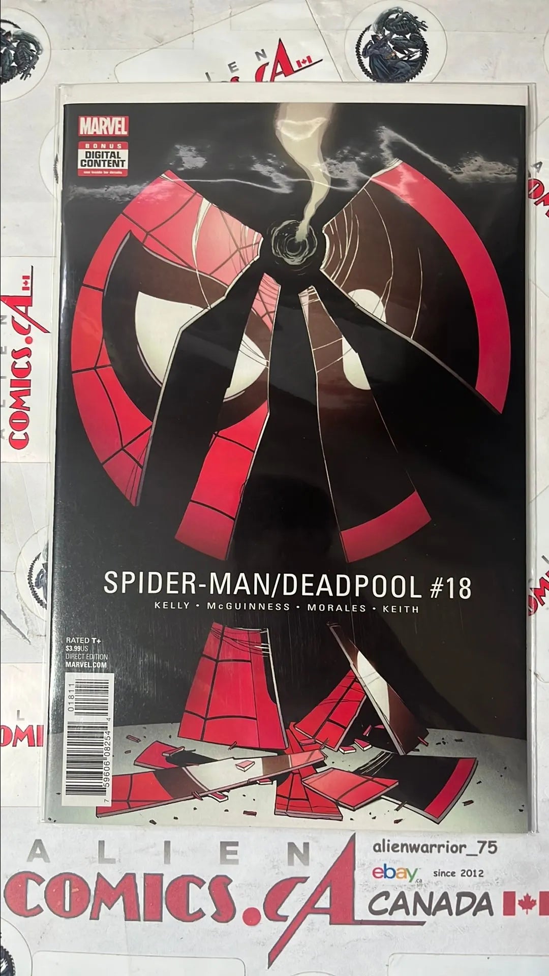 Spider-man vs. Deadpool (#18 Marvel 2017 Logo Shot Between the Eyes NM)