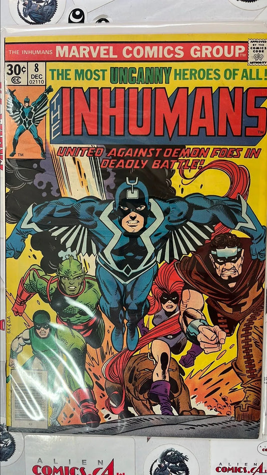 Inhumans (#8 Newsstand Edition United Against Demon Foes In Deadly Battle! VF+)