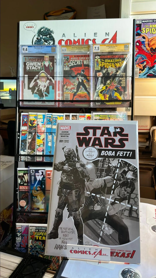 Star Wars (#1F Marvel 2015 Heroes and Fantasies Boba Fett ASM 129 Homage Daniel Acuna Sketch Variant HTF NM)