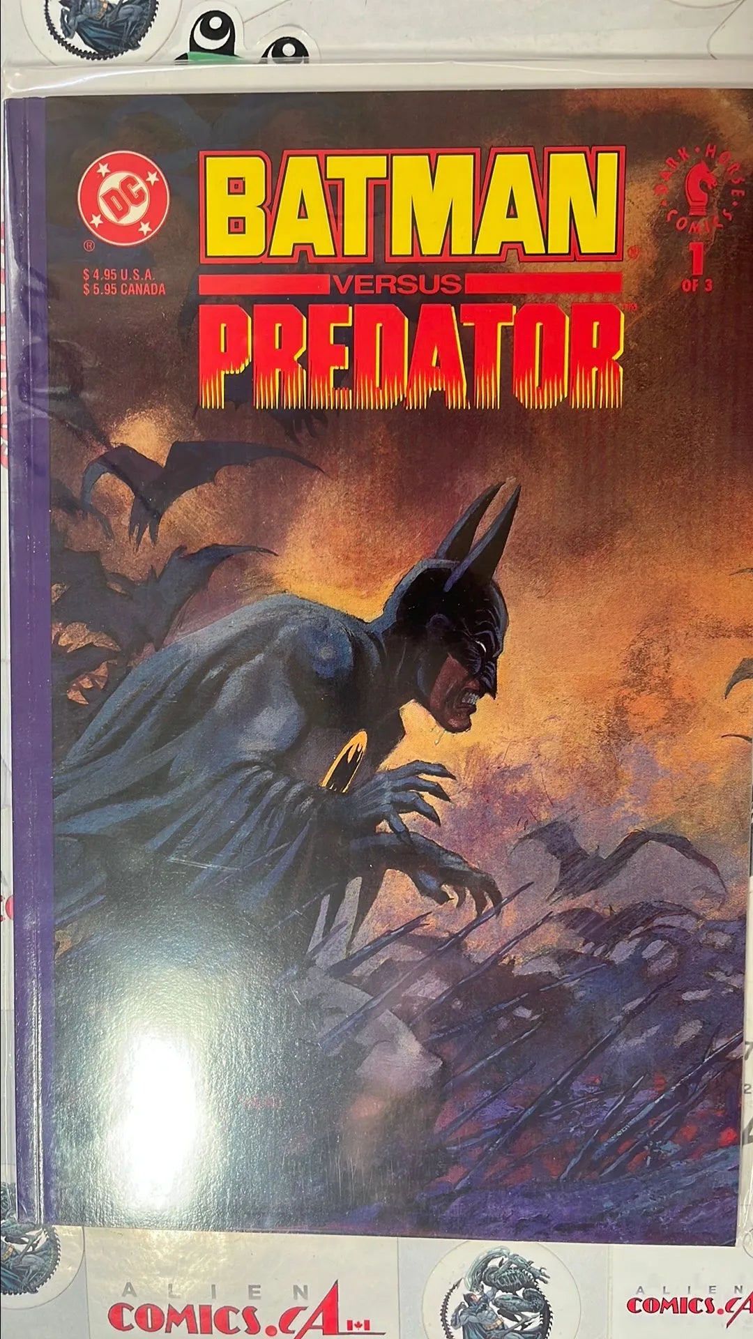 Batman vs. PREDATOR (#1B Dark Horse/DC Crossover 1991 Prestige format edition Squarebound PREDATOR Connecting Variant NM)