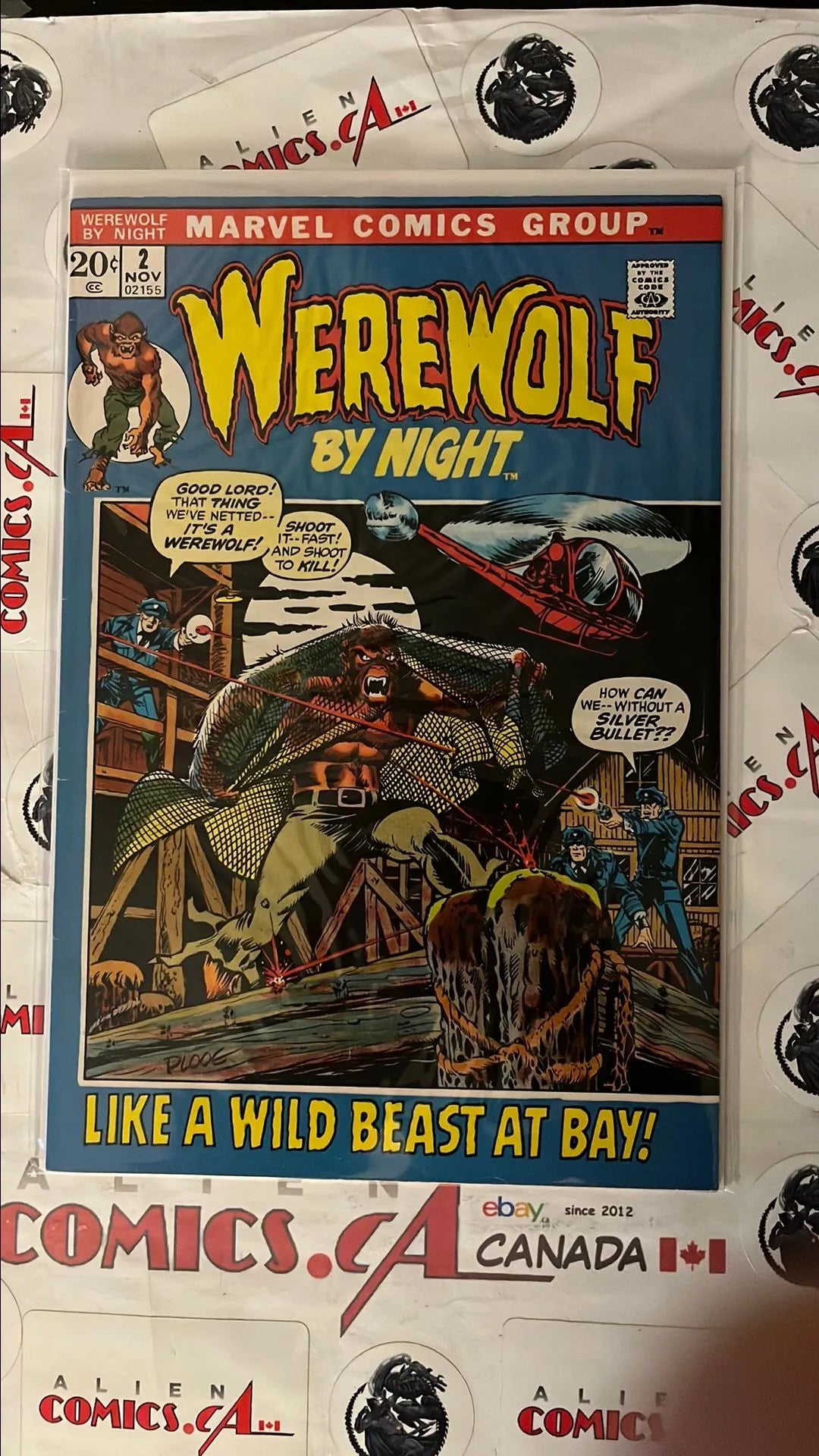 Werewolf by Night (#2 20¢ Cover Mike Ploog Cover Art Like A Wild Beast At Bay! FN/VF)